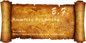 Baumfeld Friderika névjegykártya
